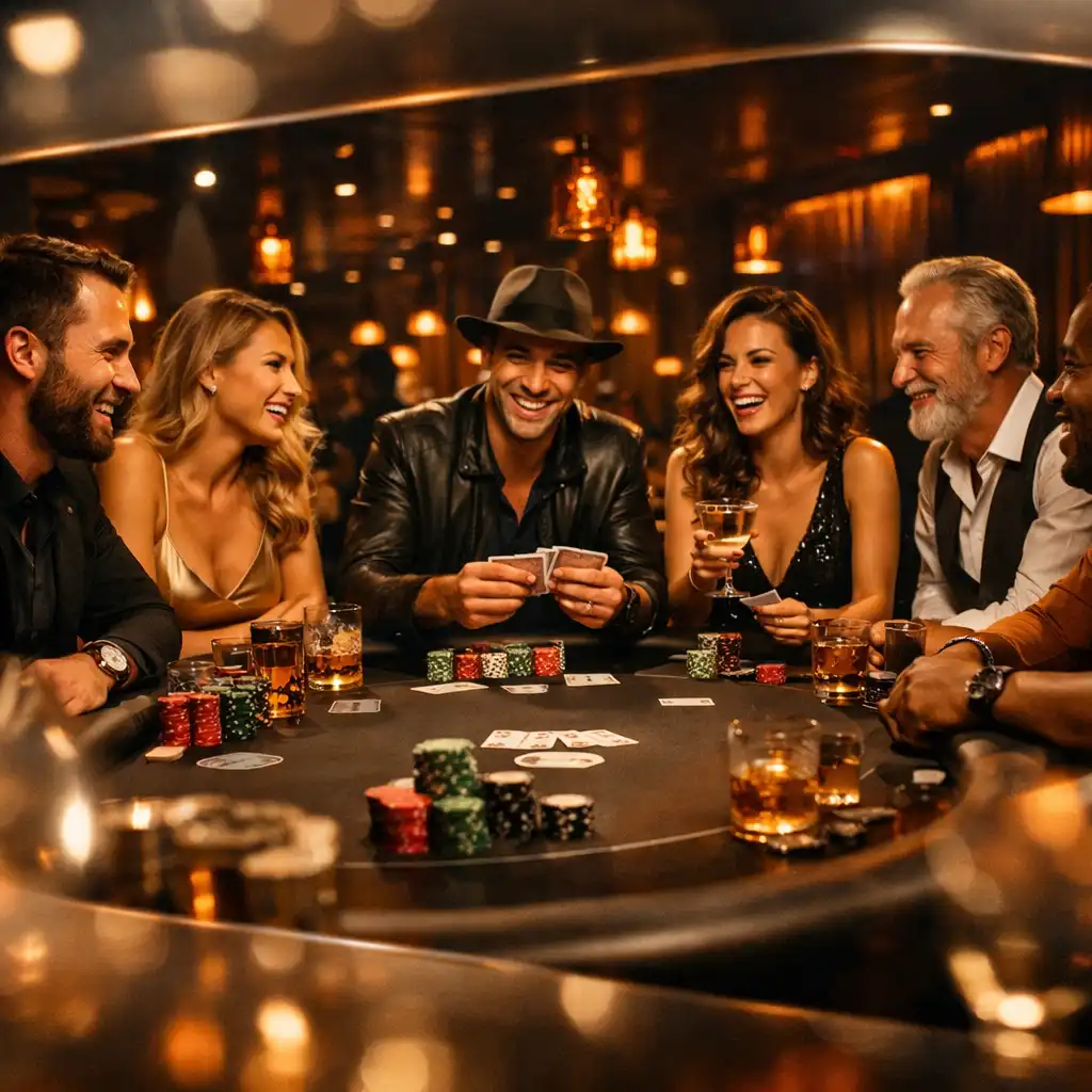 Stylowy wieczór pokerowy offline z profesjonalnie zaaranżowanymi stołami i obsługą MARTIN Lysiane, Fabienne