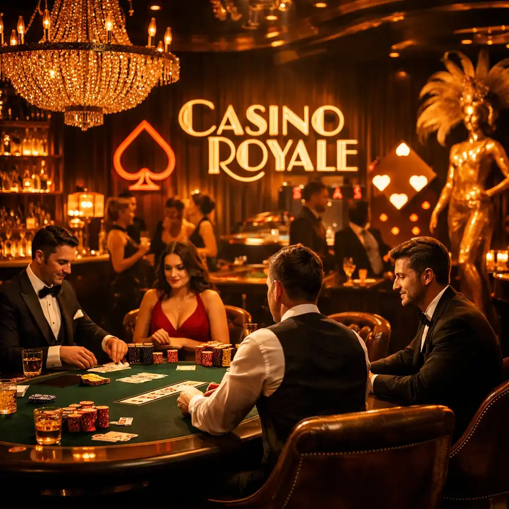 Tematyczny wieczór pokerowy w klimacie kasyna z aranżacją sali i oświetleniem